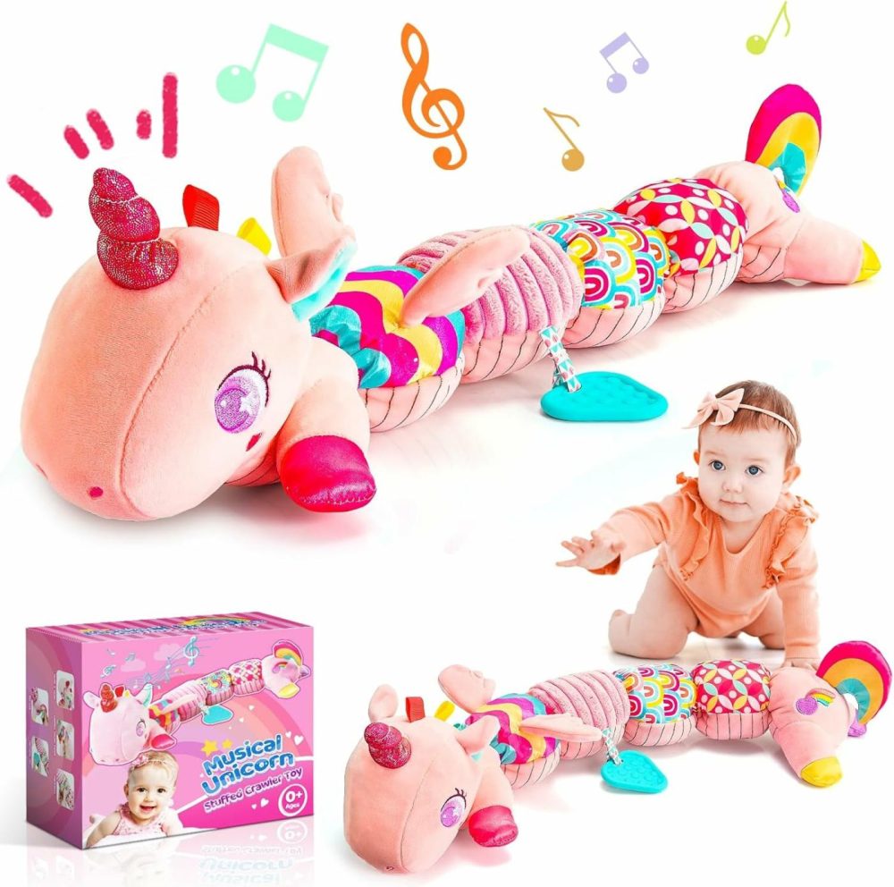 Baby Unicorn Toys 0-12 Months:  Infant Musical Stuffed Toy With Teether  Rattle  Multi-Sensory Crinkle – Montessori Toys For 0-3-6-12 Month Girls Easter Basket Stuffers For Newborn Babies Gifts  |  Rattles & Plush Rings All Toys Rattles & Plush Rings