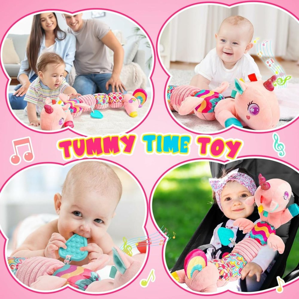 Baby Unicorn Toys 0-12 Months:  Infant Musical Stuffed Toy With Teether  Rattle  Multi-Sensory Crinkle – Montessori Toys For 0-3-6-12 Month Girls Easter Basket Stuffers For Newborn Babies Gifts  |  Rattles & Plush Rings All Toys Rattles & Plush Rings