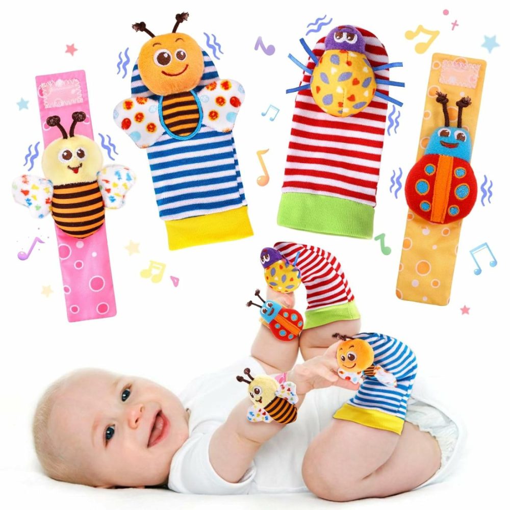 Baby Wrist Rattle Socks And Foot Finder Set Baby Rattles Toys For 0-12 Month  Infant Girl Boy Toys For Babies 3-6 Months  Newborn Hand & Foot Toys For 0 To 9 Months  Baby Shower Gifts  |  Rattles & Plush Rings All Toys Colorful