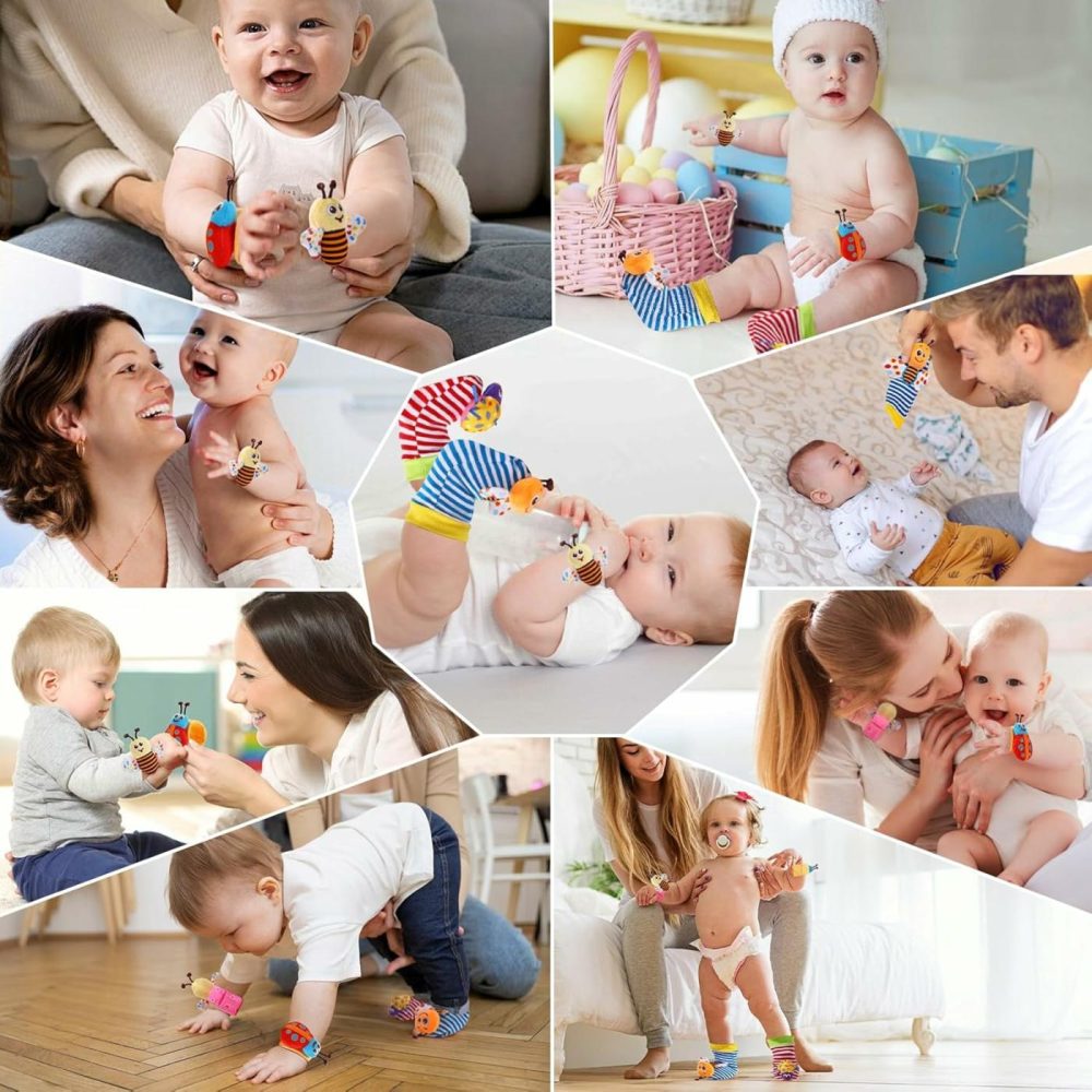 Baby Wrist Rattle Socks And Foot Finder Set Baby Rattles Toys For 0-12 Month  Infant Girl Boy Toys For Babies 3-6 Months  Newborn Hand & Foot Toys For 0 To 9 Months  Baby Shower Gifts  |  Rattles & Plush Rings All Toys Colorful