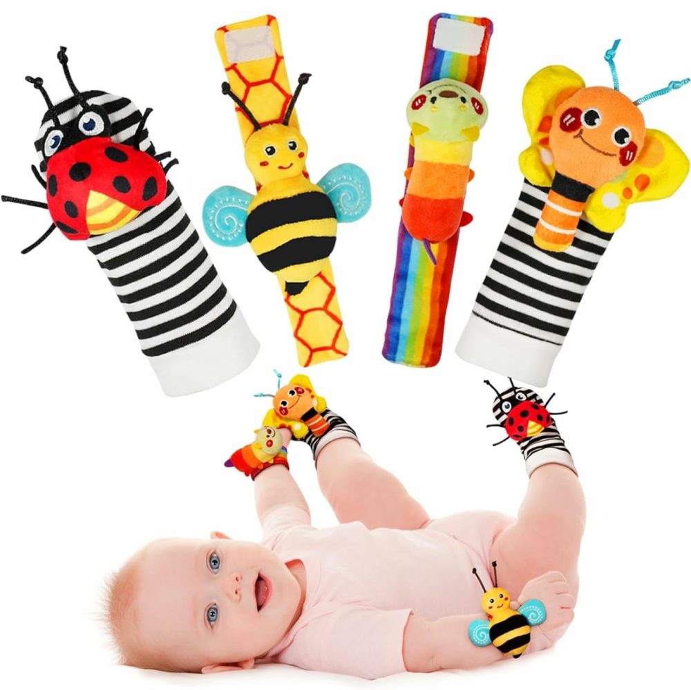 Baby Wrist Rattle Socks And Foot Finder Set  Perfect Baby Toys For 0-12 Months Newborn Boys And Girls As Baby Shower Gifts  Garden Bug Series  |  Rattles & Plush Rings All Toys multicolored