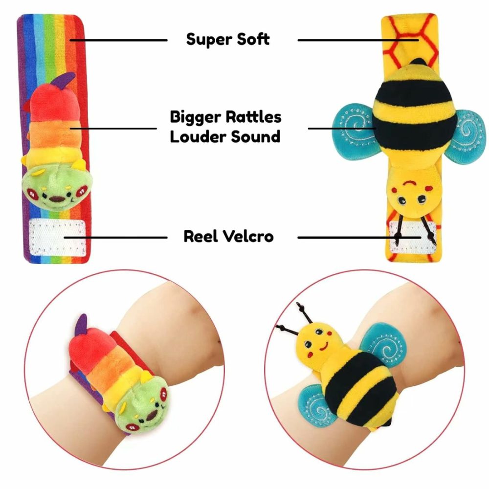 Baby Wrist Rattle Socks And Foot Finder Set  Perfect Baby Toys For 0-12 Months Newborn Boys And Girls As Baby Shower Gifts  Garden Bug Series  |  Rattles & Plush Rings All Toys multicolored