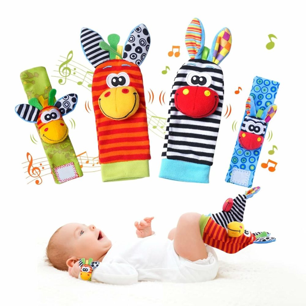 Baby Wrist Rattles Foot Finder Socks Set  Infant Rattle Socks And Baby Hand Rattles Wrist  Newborn Soft Sensory Toys,Infant Wrist Rattles For Babies 0-6 Months,Baby Gifts 6-12 Months（Classics）  |  Rattles & Plush Rings All Toys Classics Donkey