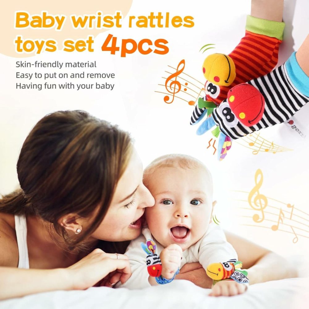 Baby Wrist Rattles Foot Finder Socks Set  Infant Rattle Socks And Baby Hand Rattles Wrist  Newborn Soft Sensory Toys,Infant Wrist Rattles For Babies 0-6 Months,Baby Gifts 6-12 Months（Classics）  |  Rattles & Plush Rings All Toys Classics Donkey