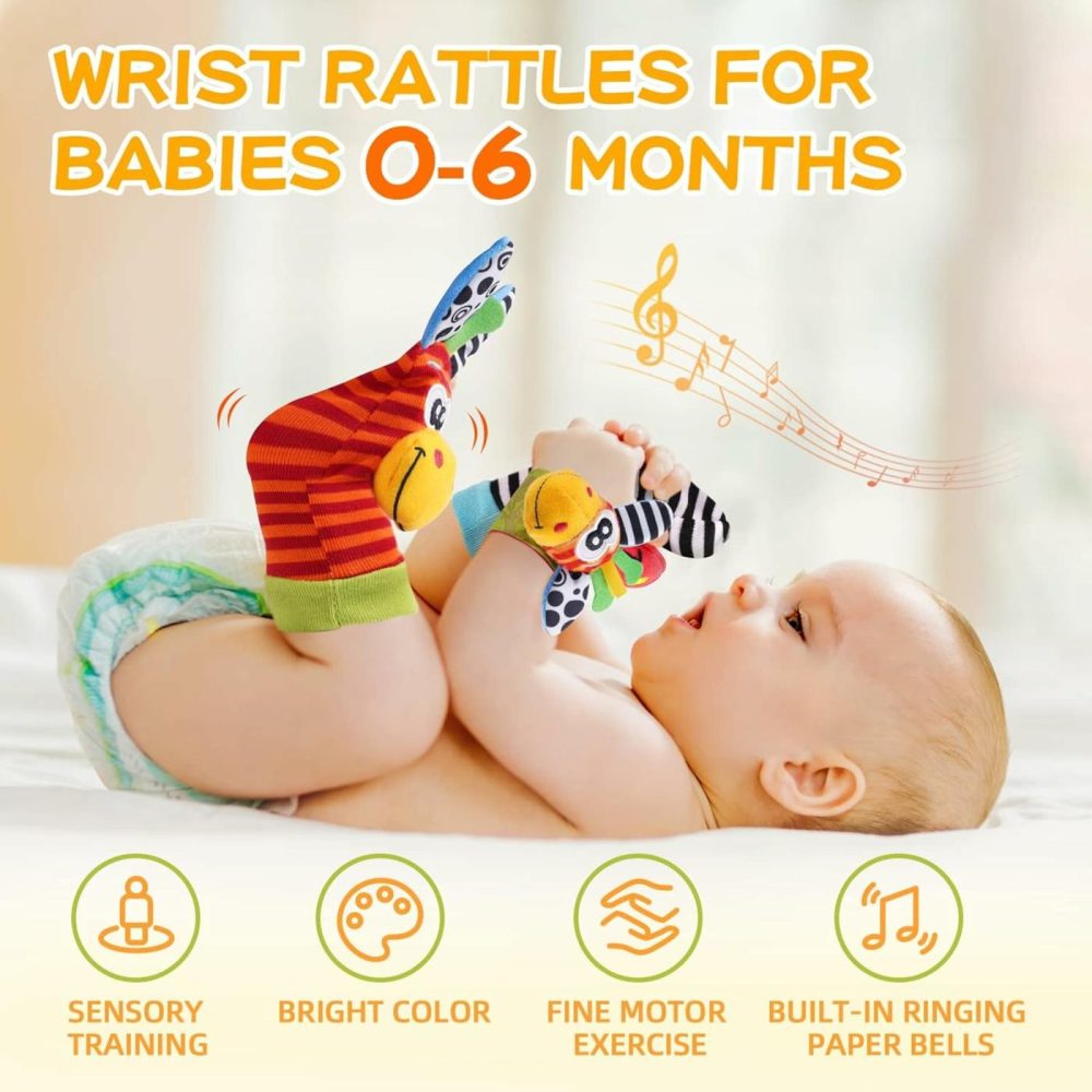 Baby Wrist Rattles Foot Finder Socks Set  Infant Rattle Socks And Baby Hand Rattles Wrist  Newborn Soft Sensory Toys,Infant Wrist Rattles For Babies 0-6 Months,Baby Gifts 6-12 Months（Classics）  |  Rattles & Plush Rings All Toys Classics Donkey