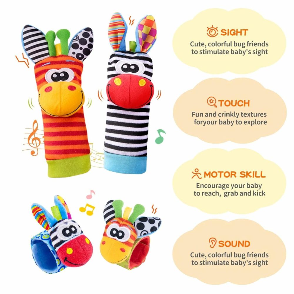 Baby Wrist Rattles Foot Finder Socks Set  Infant Rattle Socks And Baby Hand Rattles Wrist  Newborn Soft Sensory Toys,Infant Wrist Rattles For Babies 0-6 Months,Baby Gifts 6-12 Months（Classics）  |  Rattles & Plush Rings All Toys Classics Donkey