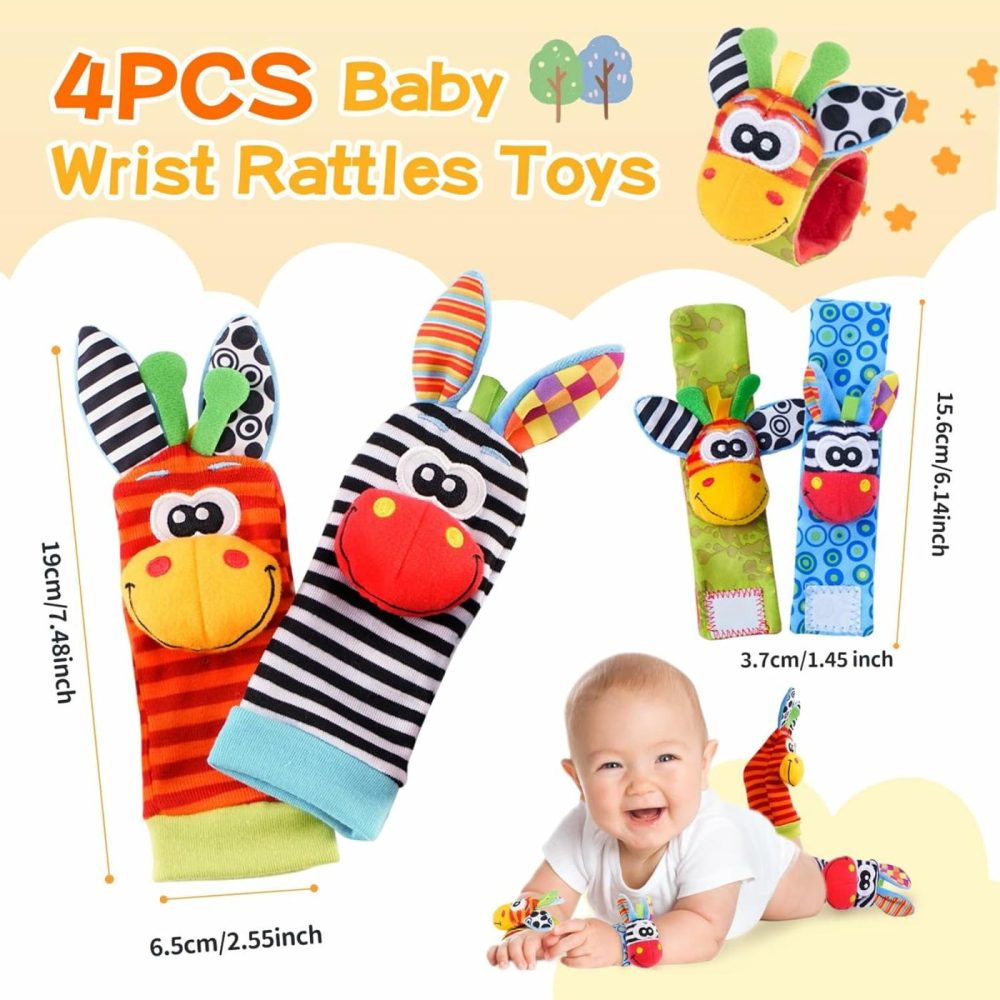 Baby Wrist Rattles Foot Finder Socks Set  Infant Rattle Socks And Baby Hand Rattles Wrist  Newborn Soft Sensory Toys,Infant Wrist Rattles For Babies 0-6 Months,Baby Gifts 6-12 Months（Classics）  |  Rattles & Plush Rings All Toys Classics Donkey