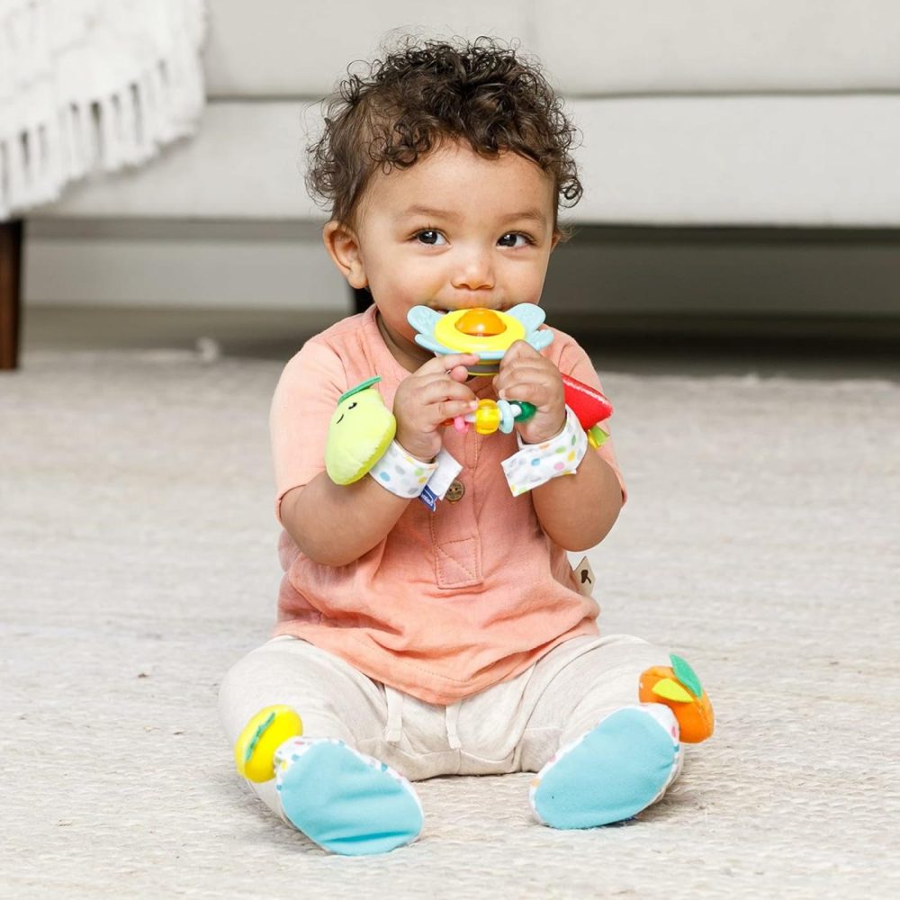 Baby’s 1St Rattle Bundle Gift Set  Wrist Rattles  Foot Rattles  Spin & Teethe Gummy Rattle  Multicolor Fruit-Themed  3-Piece Value Set For Babies 0M+  |  Rattles & Plush Rings All Toys Multi-Color