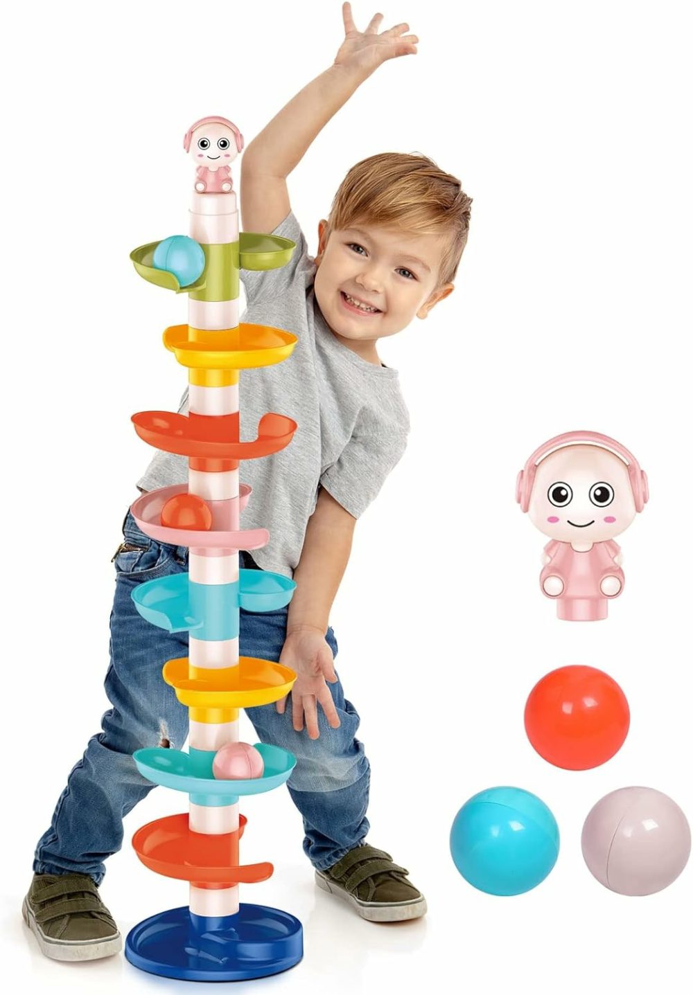 Ball Drop Toys For Toddler 1-3  9 Layer Roll Swirling Ball Tower With 3 Balls  Ball Run Ramp For Baby Learning Development Educational Activities Toy Birthday Gift  |  Balls All Toys Balls