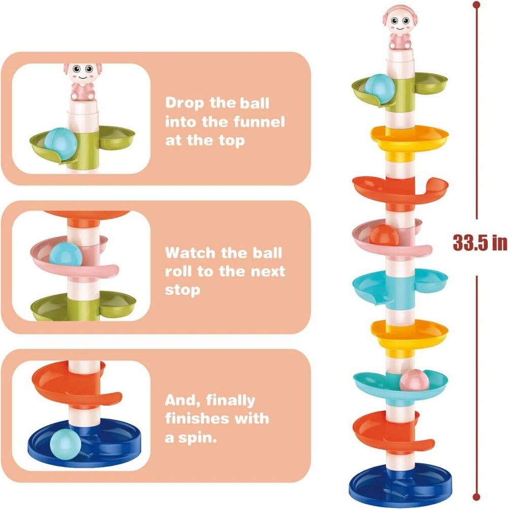 Ball Drop Toys For Toddler 1-3  9 Layer Roll Swirling Ball Tower With 3 Balls  Ball Run Ramp For Baby Learning Development Educational Activities Toy Birthday Gift  |  Balls All Toys Balls