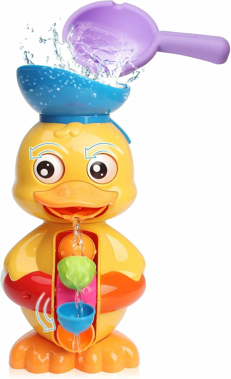 Bath Bathtub Toys For Toddlers 1 2 3 Years Old | Duck Bathtub Toys With Rotatable Waterwheel/Eyes | Bathroom Strong Suckers Water Scoop Fun Bath Toys For Toddlers Boys Girls 1-4 Years  |  Bath Toys All Toys Bath Toys