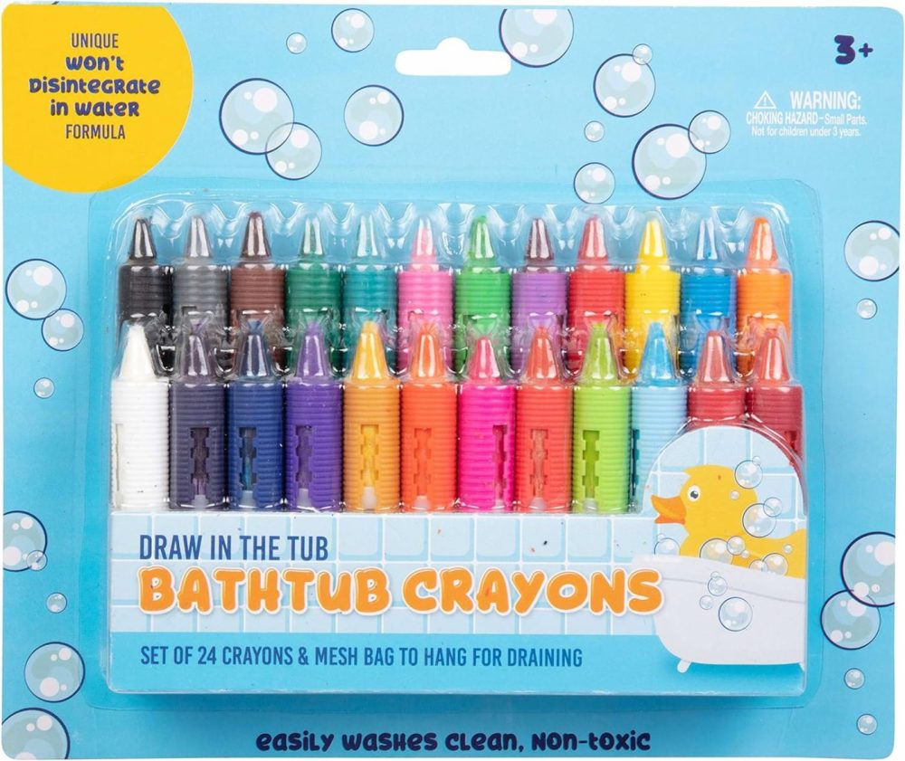 Bath Crayons Super Set – Set Of 24 Draw In The Tub Colors With Bathtub Storage Mesh Bag -Non-Toxic  Safe For Children  Won’T Disintegrate In Water -Art Project For Kids And Toddlers  Fun Gift For Kids  |  Bath Toys All Toys Bath Toys