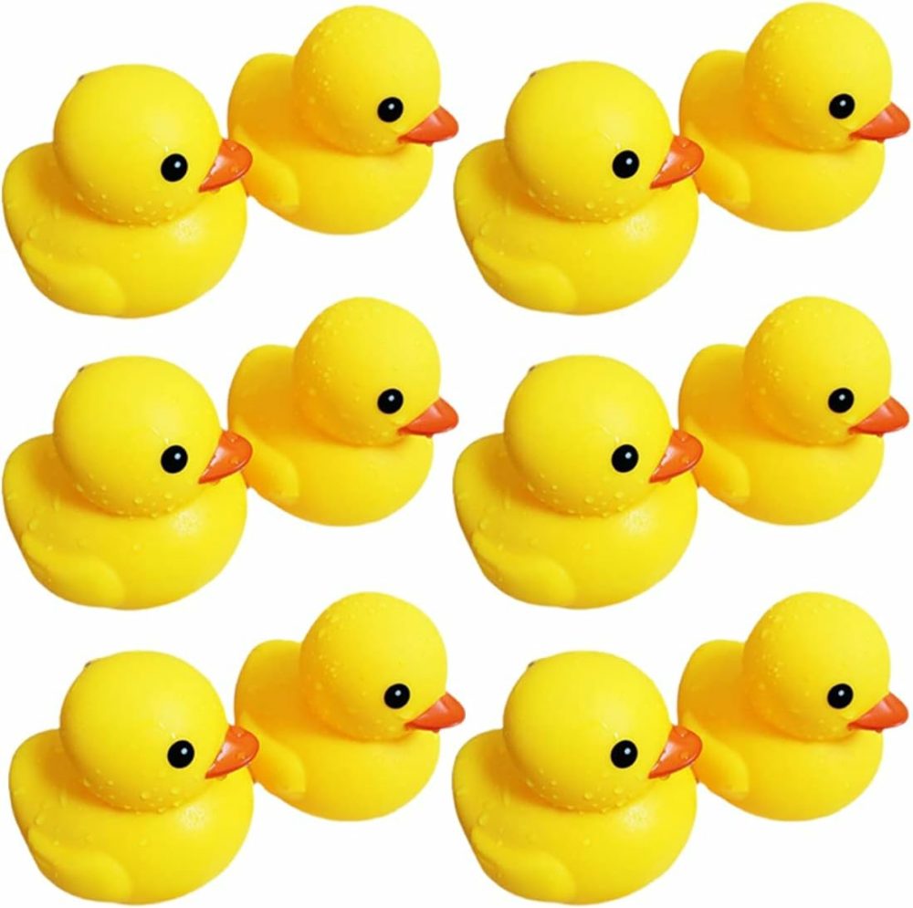 Bath Duck Toys 12 Pcs Yellow Rubber Ducks Squeak & Float Ducky Baby Shower Pool Toy For Toddlers Kids Boys Girls  |  Bath Toys All Toys Bath Toys