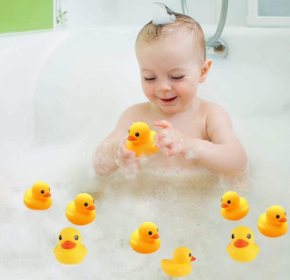 Bath Duck Toys 12 Pcs Yellow Rubber Ducks Squeak & Float Ducky Baby Shower Pool Toy For Toddlers Kids Boys Girls  |  Bath Toys All Toys Bath Toys