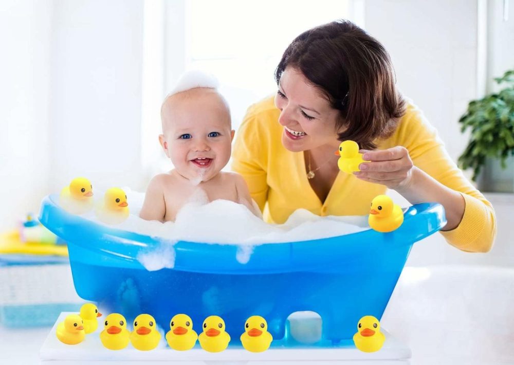 Bath Duck Toys 12 Pcs Yellow Rubber Ducks Squeak & Float Ducky Baby Shower Pool Toy For Toddlers Kids Boys Girls  |  Bath Toys All Toys Bath Toys