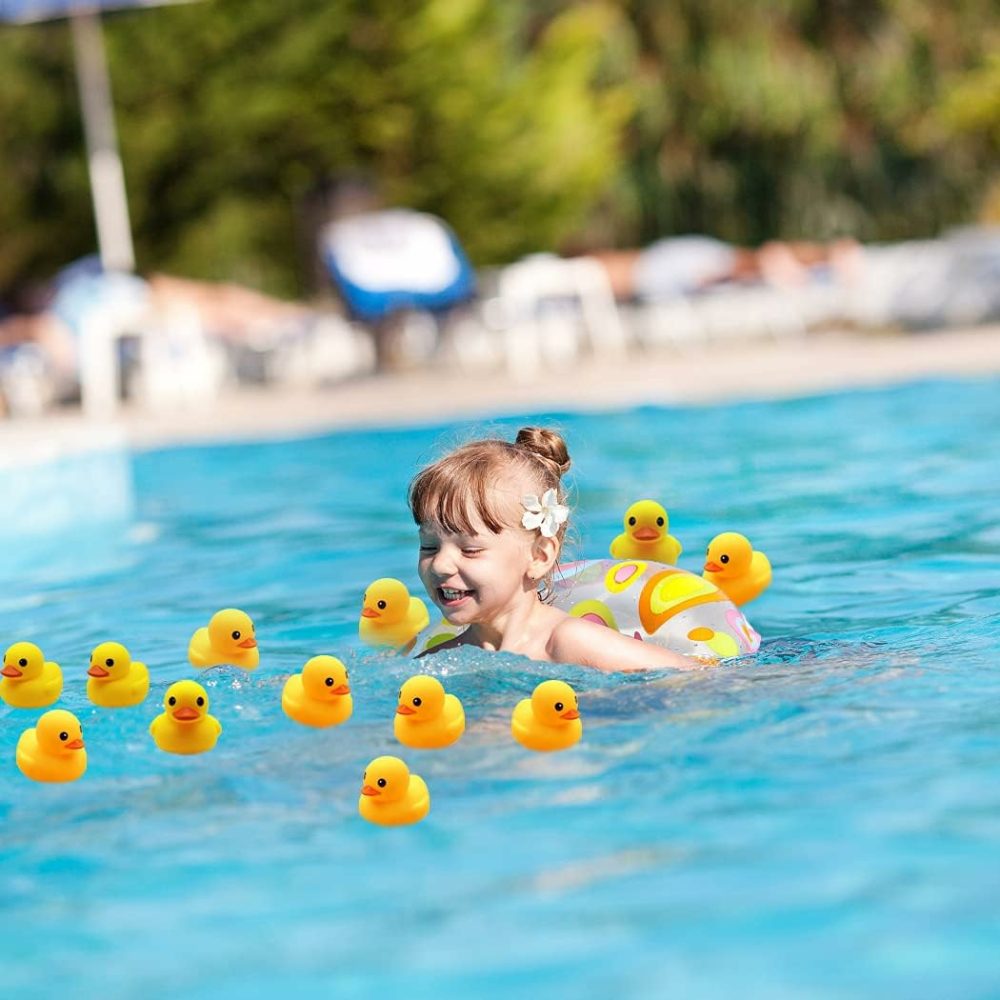 Bath Duck Toys 12 Pcs Yellow Rubber Ducks Squeak & Float Ducky Baby Shower Pool Toy For Toddlers Kids Boys Girls  |  Bath Toys All Toys Bath Toys