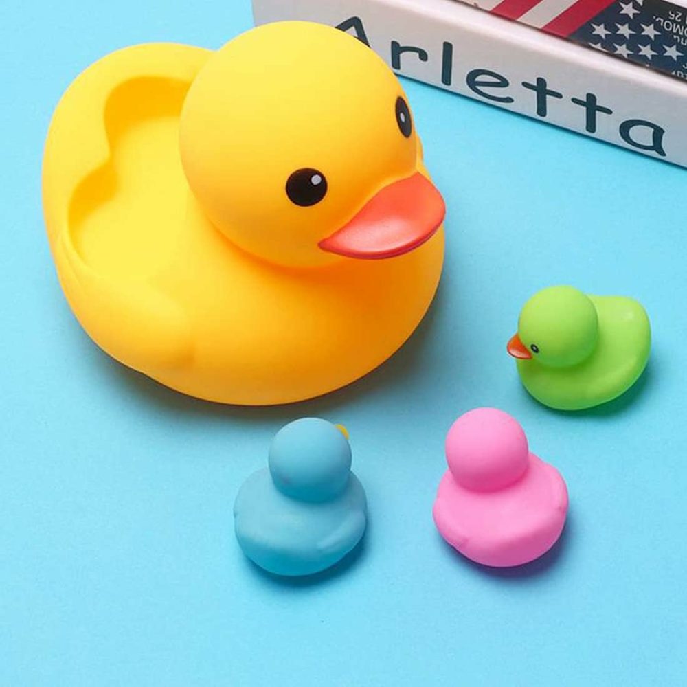 Bath Duck Toys 4Pcs Family Rubber Ducky Float&Squeak Baby Toddlers Preschool Bathtub Shower Toy (Colorful)  |  Bath Toys All Toys Bath Toys