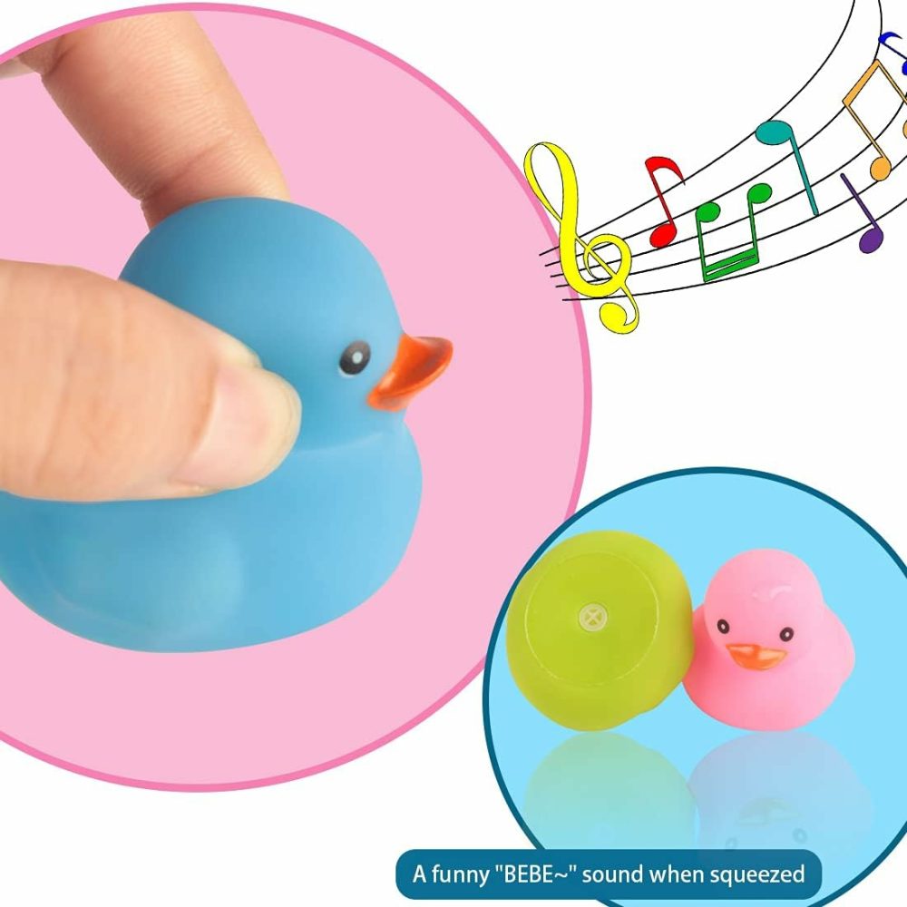 Bath Duck Toys 4Pcs Family Rubber Ducky Float&Squeak Baby Toddlers Preschool Bathtub Shower Toy (Colorful)  |  Bath Toys All Toys Bath Toys