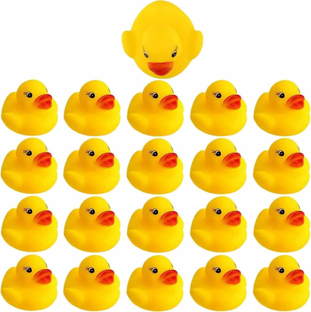 Bath Duck Toys Yellow Rubber Ducks Preschool Bathtub Float Squeak Duckies Gift For Baby Toddler Infant Shower Car Pool Halloween Christmas Decorations (Yellow Set Of 20)  |  Bath Toys All Toys Bath Toys