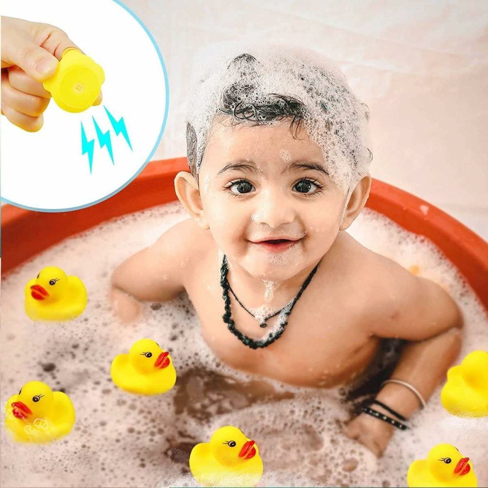 Bath Duck Toys Yellow Rubber Ducks Preschool Bathtub Float Squeak Duckies Gift For Baby Toddler Infant Shower Car Pool Halloween Christmas Decorations (Yellow Set Of 20)  |  Bath Toys All Toys Bath Toys