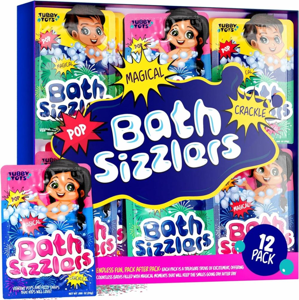 Bath Sizzlers For Kids – Bath Toys For Kids Ages 4-8 Year Old – Tub Crackles Toddlers Toy For Kid Age 3 4 5 6 7 8 Years – Girls Toddler Bathtub Fizzies Bubbles Set – Fun Stocking Stuffers  |  Bath Toys All Toys Bath Toys