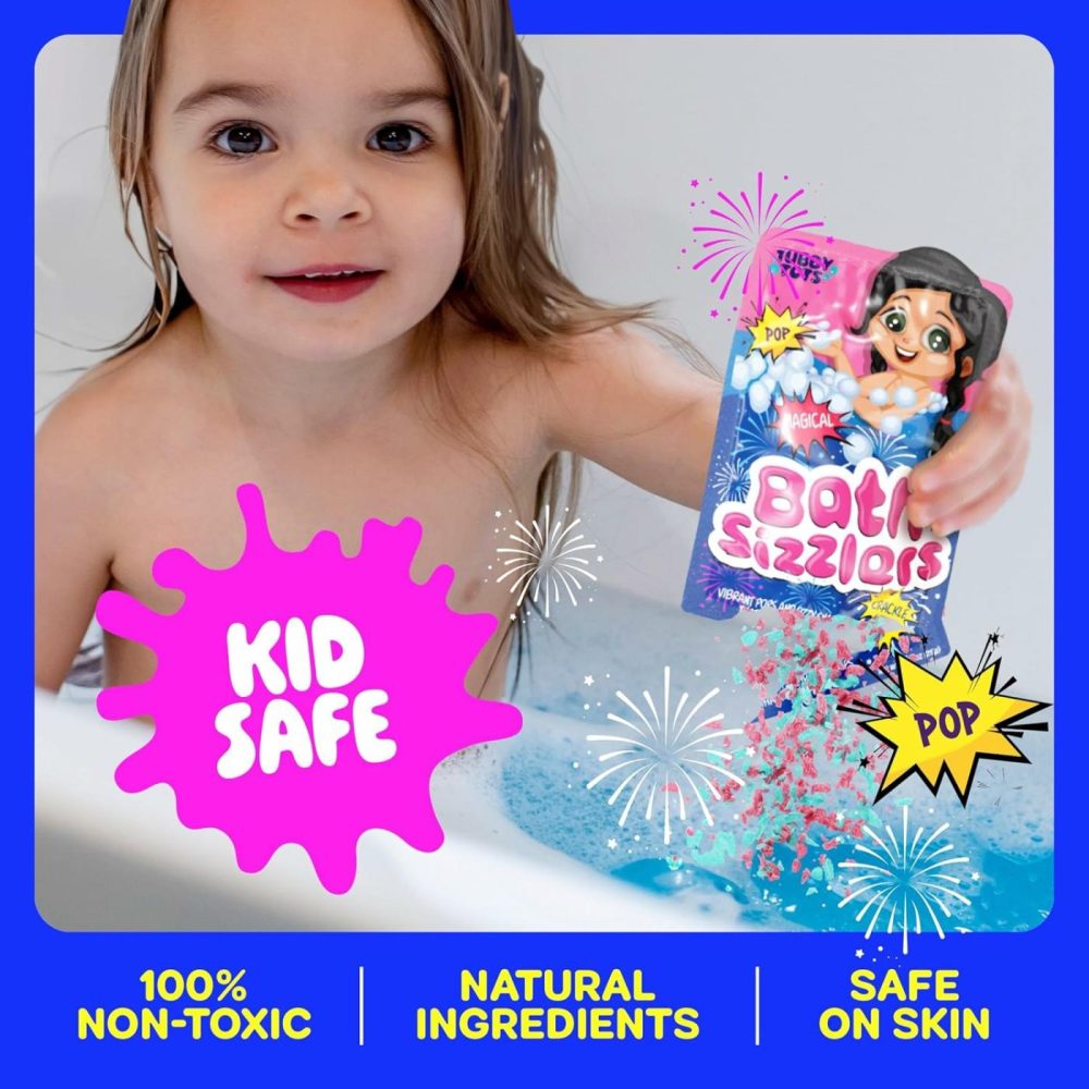 Bath Sizzlers For Kids – Bath Toys For Kids Ages 4-8 Year Old – Tub Crackles Toddlers Toy For Kid Age 3 4 5 6 7 8 Years – Girls Toddler Bathtub Fizzies Bubbles Set – Fun Stocking Stuffers  |  Bath Toys All Toys Bath Toys