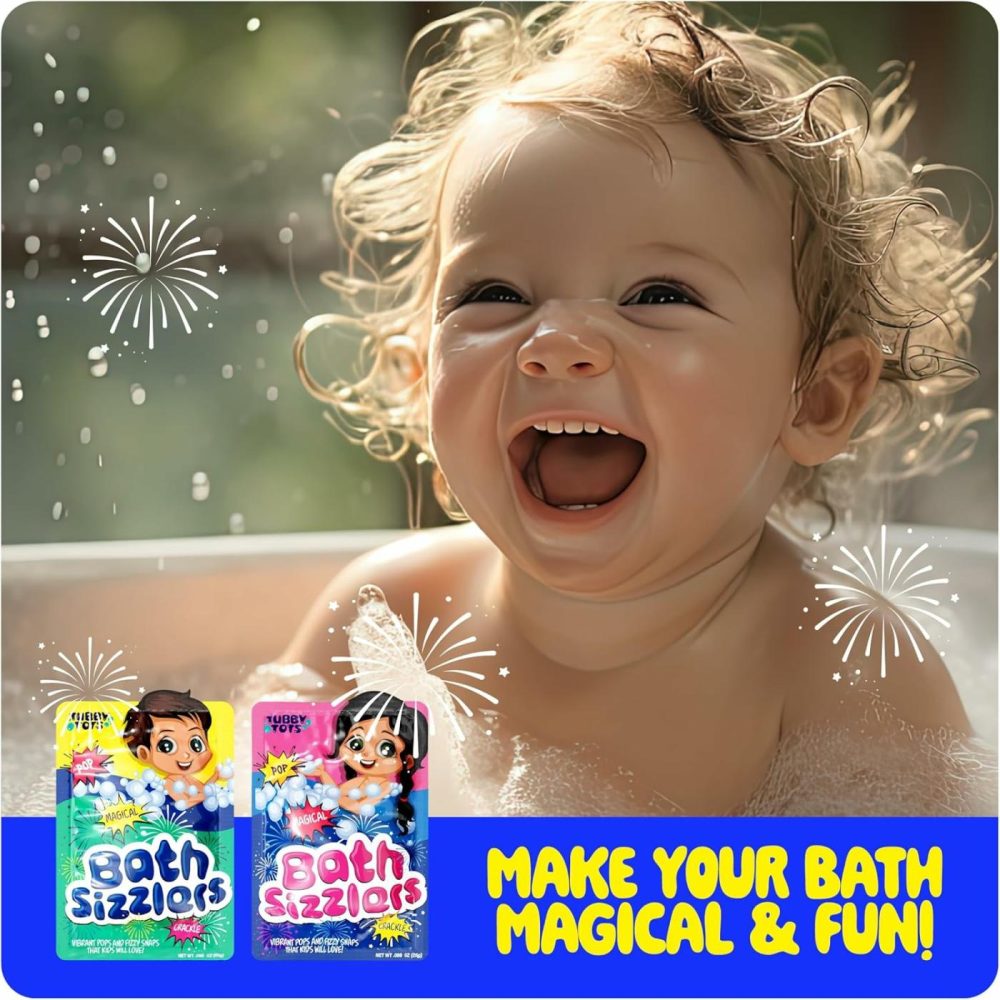 Bath Sizzlers For Kids – Bath Toys For Kids Ages 4-8 Year Old – Tub Crackles Toddlers Toy For Kid Age 3 4 5 6 7 8 Years – Girls Toddler Bathtub Fizzies Bubbles Set – Fun Stocking Stuffers  |  Bath Toys All Toys Bath Toys