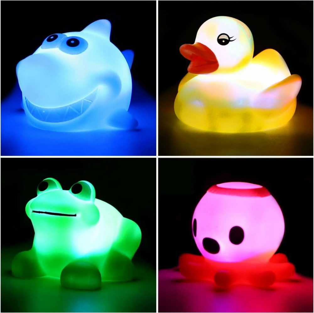 Bath Toy  Can Flashing Colourful Light(Big Style 4 Pack)  Floating Bath Toy  Light Up Bathtub Water Tub Toy For Pool Shower Bathtime Bathroom Kid Boys Girl Toddler Child Baby Infant  |  Bath Toys All Toys Bath Toys