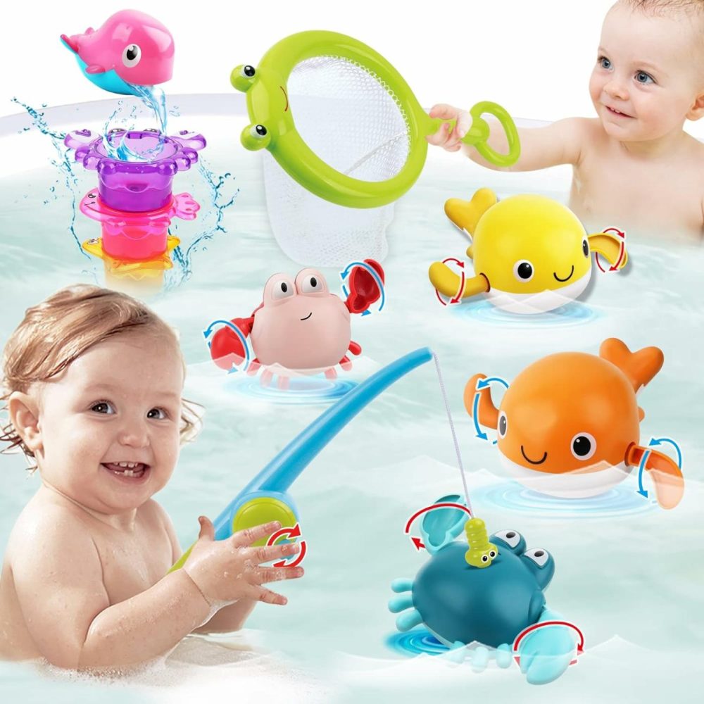 Bath Toy For Toddlers ,Bathtub Toy With Floating Mold Free Swimming Toys And Stacking Cups,Magnetic Fishing Game For Toddles And Babies  |  Bath Toys All Toys Bath Toys