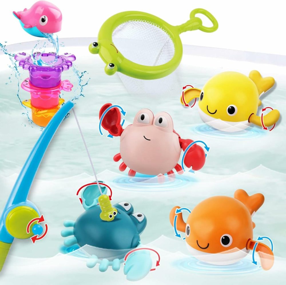 Bath Toy For Toddlers ,Bathtub Toy With Floating Mold Free Swimming Toys And Stacking Cups,Magnetic Fishing Game For Toddles And Babies  |  Bath Toys All Toys Bath Toys