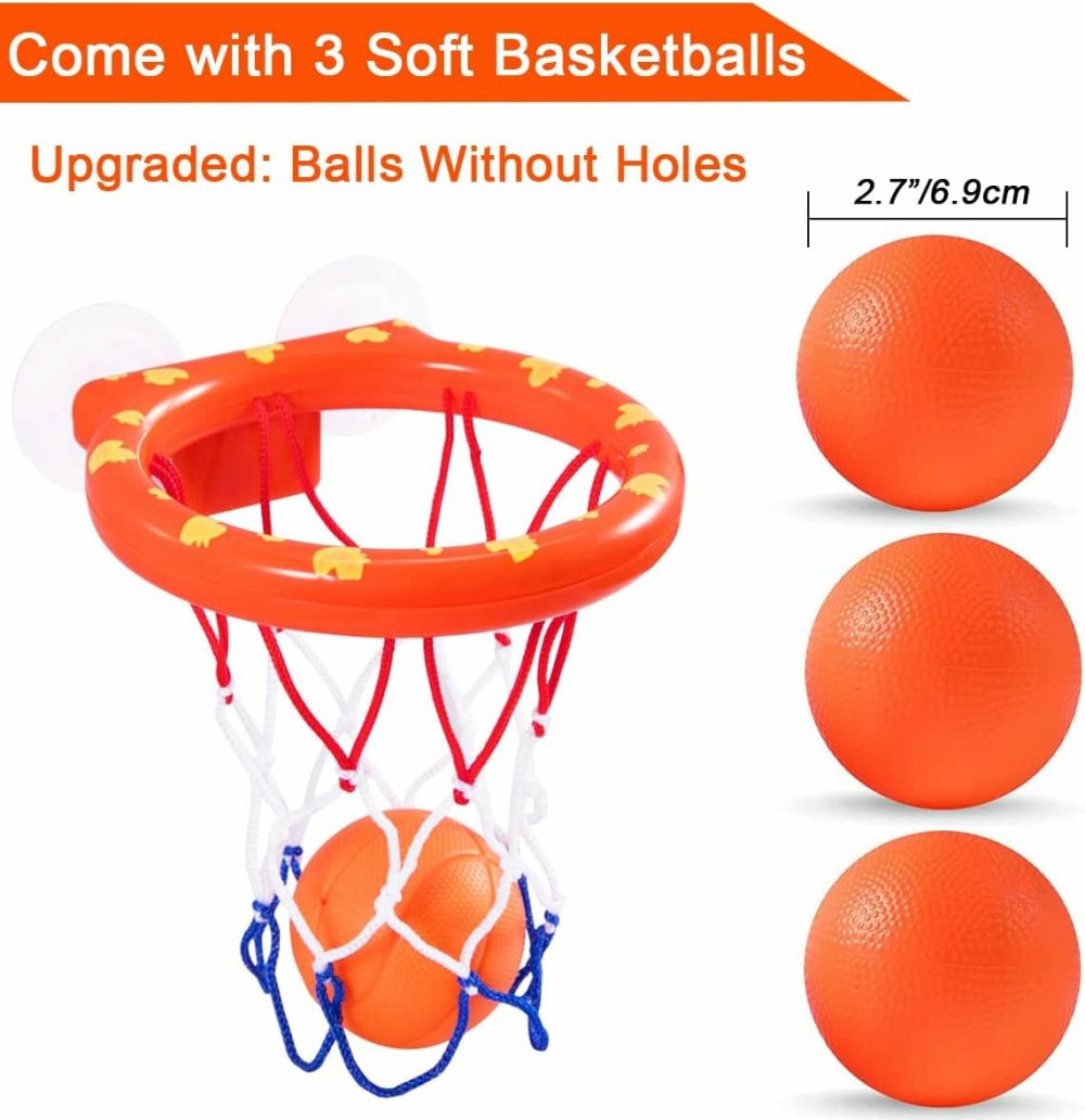 Bath Toy Fun Basketball Hoop & Balls Set For Boys And Girls Kid & Toddler Bath Toys Gift Set 3 Balls Included  |  Bath Toys All Toys Bath Toys