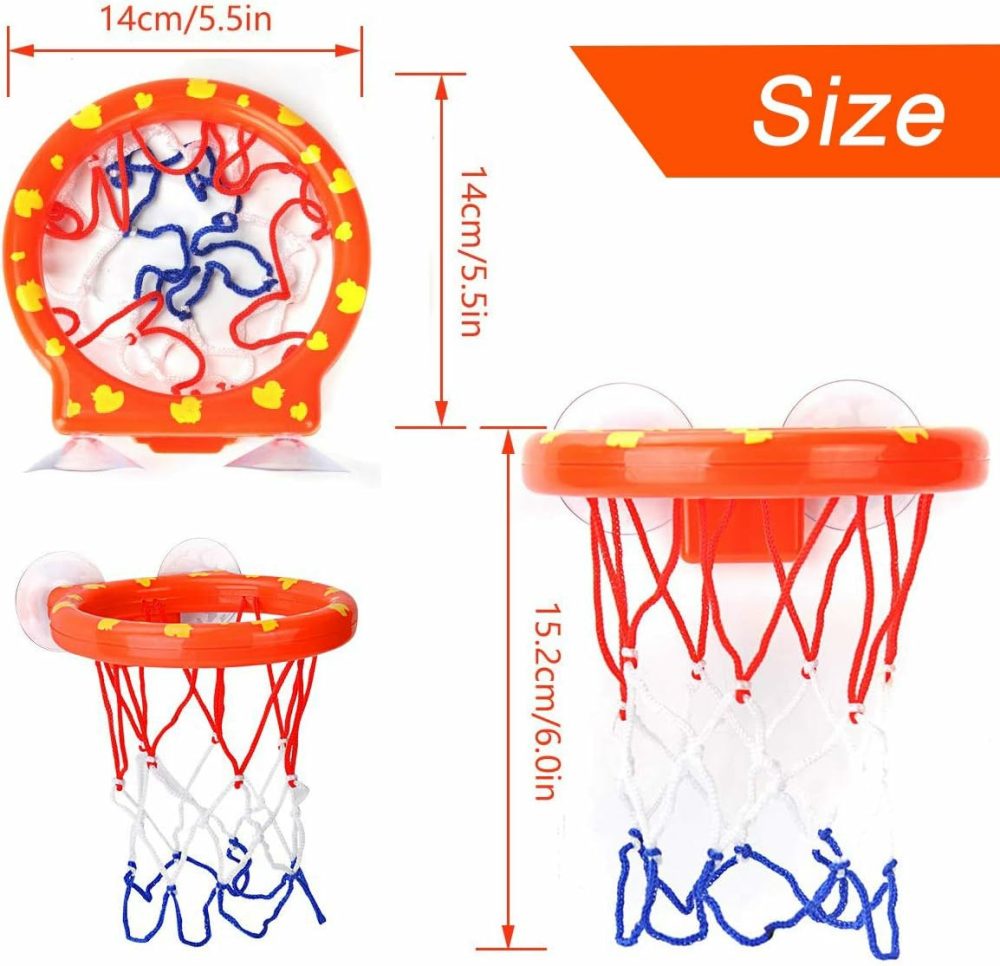 Bath Toy Fun Basketball Hoop & Balls Set For Boys And Girls Kid & Toddler Bath Toys Gift Set 3 Balls Included  |  Bath Toys All Toys Bath Toys