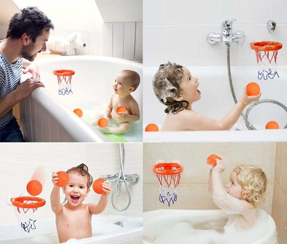 Bath Toy Fun Basketball Hoop & Balls Set For Boys And Girls Kid & Toddler Bath Toys Gift Set 3 Balls Included  |  Bath Toys All Toys Bath Toys