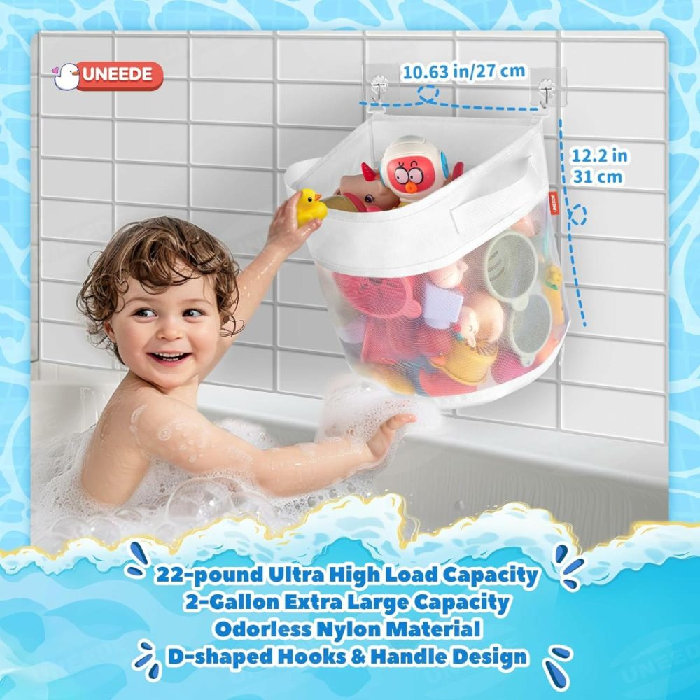 Bath Toy Organizer,2 Gallons Bathtub Toy Storage Organizer,Quick Access Bath Toy Holder For Bathtub,Baby Organizer And Storage,Quick Dry Baby Bath Toy Storage For Tub,Mesh Shower Caddy  |  Bath Toys All Toys Bath Toys