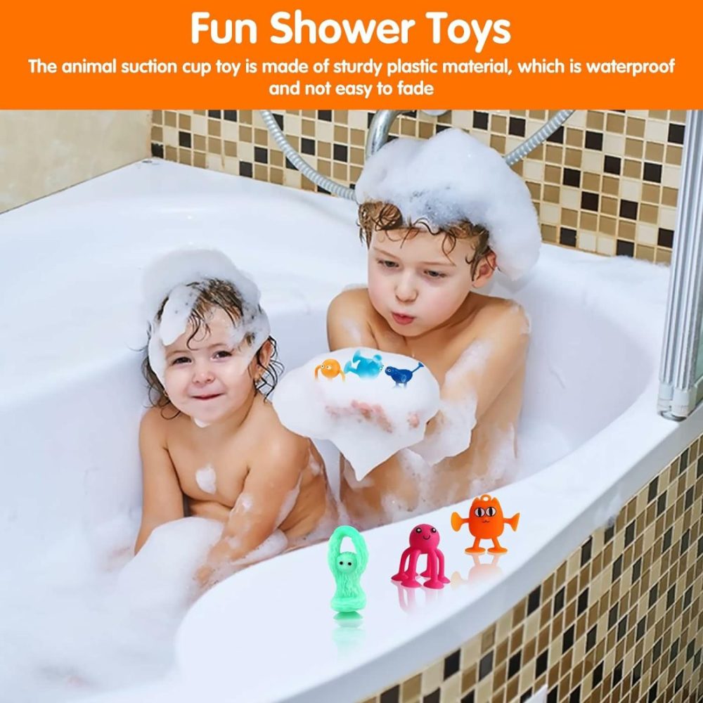 Bath Toy Set- 16 Pcs Slicone Sucker Toys For Kids  Sensory Toys For 3 4 5 6 7 Year Old Boys Girls Stress Release Toys Travel Toys  Suitable For Interactive Toys  Suitable For Parties  Bathrooms  |  Bath Toys All Toys Bath Toys