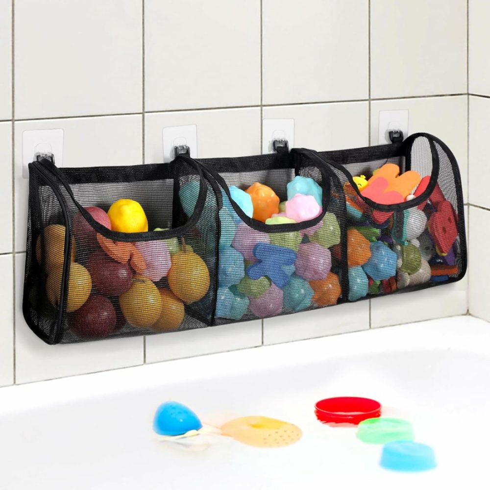 Bath Toy Storage  Bath Toy Holder  3 Compartment Large Openings Bathtub Toy Storage  Large Capacity Bath Tub Toy Holder  Hanging Kids Bath Toy Organizer For Easy Access & Sorting Toys  |  Bath Toys All Toys Bath Toys