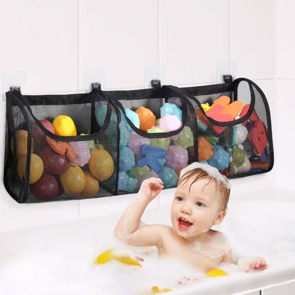 Bath Toy Storage  Bath Toy Holder  3 Compartment Large Openings Bathtub Toy Storage  Large Capacity Bath Tub Toy Holder  Hanging Kids Bath Toy Organizer For Easy Access & Sorting Toys  |  Bath Toys All Toys Bath Toys