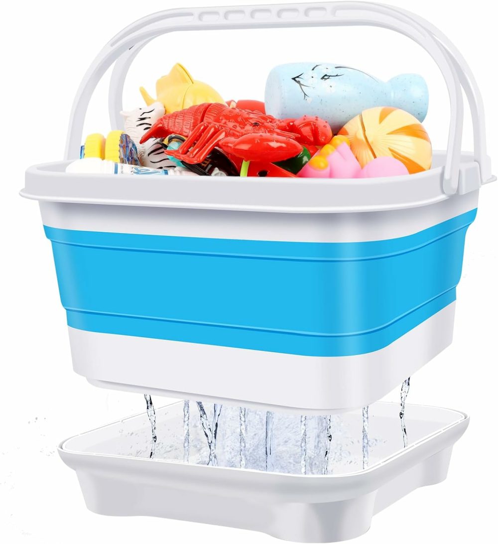 Bath Toy Storage Organizer  Foldable Bathtub Toy Holder Storage With Removable Base For Draining Drying  Bathroom Shower Toy Holder Baby Bath Toy Basket For Easy Storage  |  Bath Toys All Toys Bath Toys