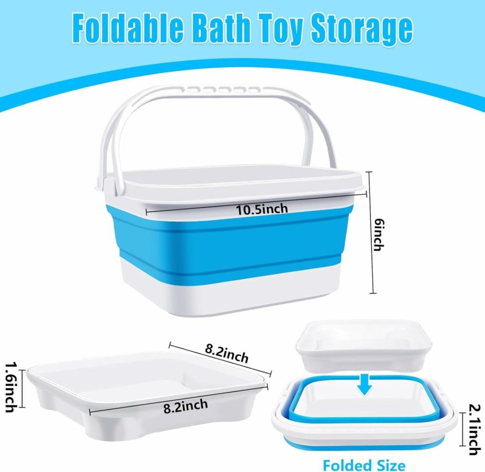 Bath Toy Storage Organizer  Foldable Bathtub Toy Holder Storage With Removable Base For Draining Drying  Bathroom Shower Toy Holder Baby Bath Toy Basket For Easy Storage  |  Bath Toys All Toys Bath Toys