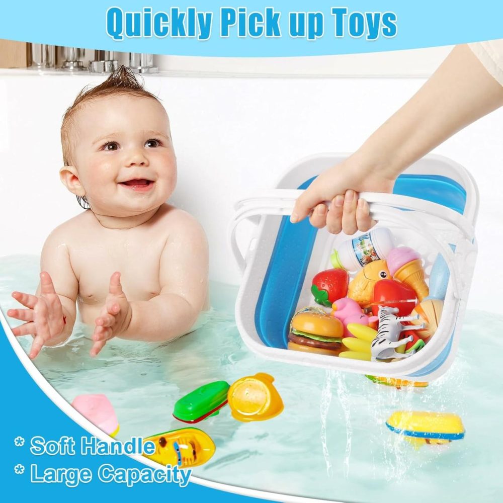 Bath Toy Storage Organizer  Foldable Bathtub Toy Holder Storage With Removable Base For Draining Drying  Bathroom Shower Toy Holder Baby Bath Toy Basket For Easy Storage  |  Bath Toys All Toys Bath Toys