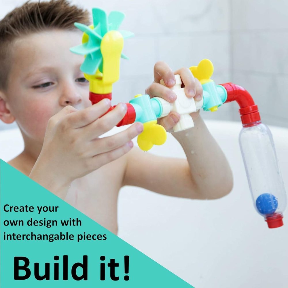 Bath Toy – Toddler Bath Toys For Kids Ages 4-8  Engaging Stem Bathtub Toys – Original Pipes N Valves Set – 12 Pieces  |  Bath Toys All Toys Bath Toys