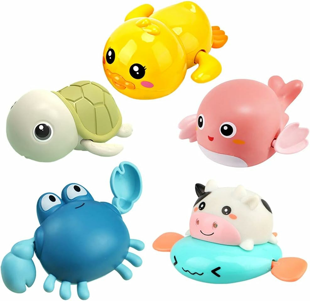 Bath Toy,Cute Animal Clockwork Bathtub Swimming Pool Toy,Baby Bath Toys For Toddlers 1-3  Boys & Girls Water Bath Toy Set,5 Pack  |  Bath Toys All Toys Bath Toys