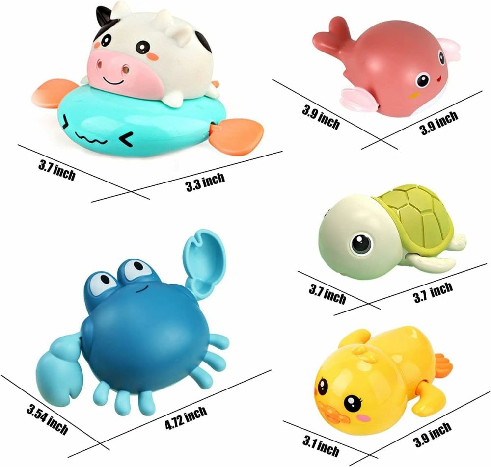 Bath Toy,Cute Animal Clockwork Bathtub Swimming Pool Toy,Baby Bath Toys For Toddlers 1-3  Boys & Girls Water Bath Toy Set,5 Pack  |  Bath Toys All Toys Bath Toys