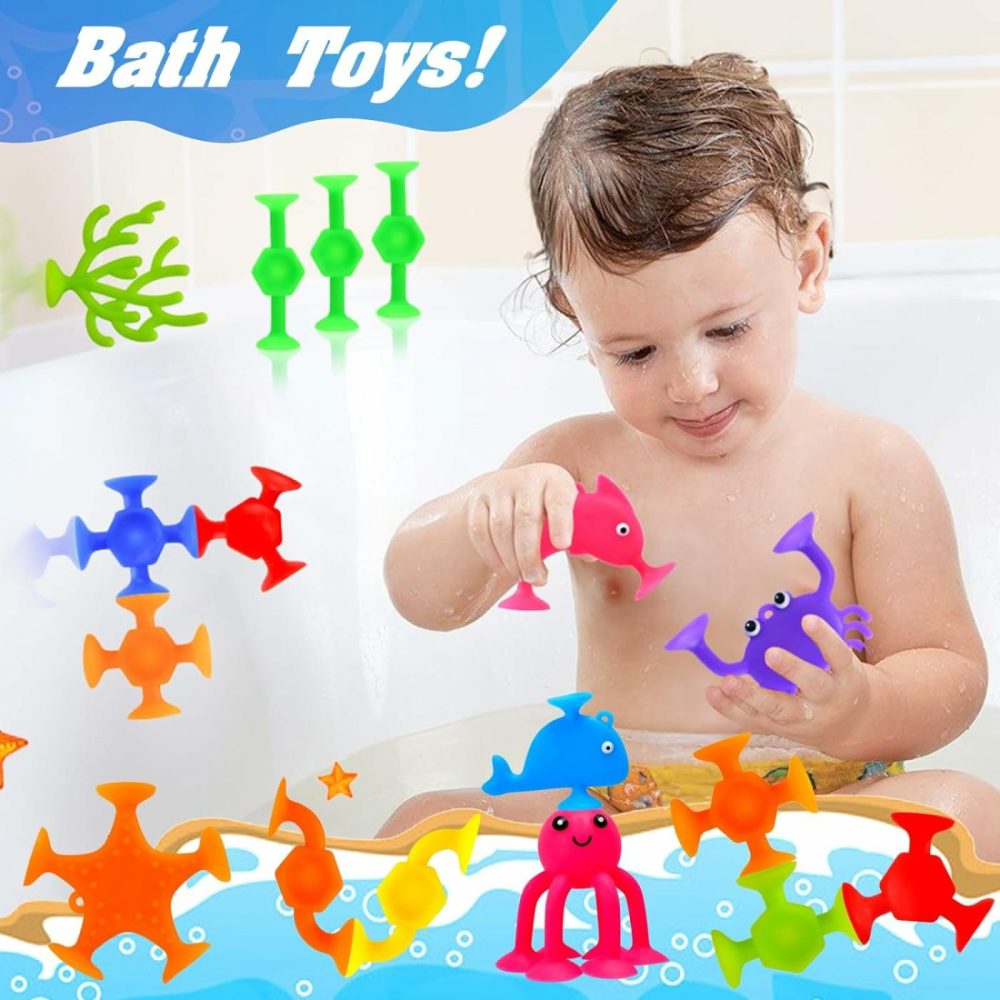 Bath Toys – 27 Pcs Suction Cup Toys Bath Toys Shower Toys For Kids Ages 4-8,Sensory Toys For 3 4 5 6 7 Year Old Boys Girls,No Hole Bath Toys Travel Toys Window Toys Silicone Sucker Toys  |  Bath Toys All Toys Bath Toys