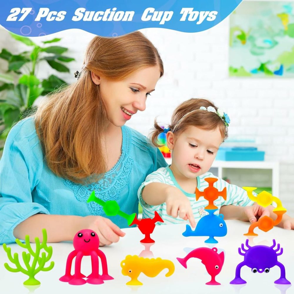 Bath Toys – 27 Pcs Suction Cup Toys Bath Toys Shower Toys For Kids Ages 4-8,Sensory Toys For 3 4 5 6 7 Year Old Boys Girls,No Hole Bath Toys Travel Toys Window Toys Silicone Sucker Toys  |  Bath Toys All Toys Bath Toys