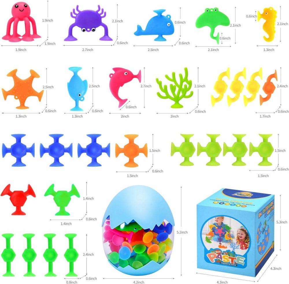 Bath Toys – 27 Pcs Suction Cup Toys Bath Toys Shower Toys For Kids Ages 4-8,Sensory Toys For 3 4 5 6 7 Year Old Boys Girls,No Hole Bath Toys Travel Toys Window Toys Silicone Sucker Toys  |  Bath Toys All Toys Bath Toys