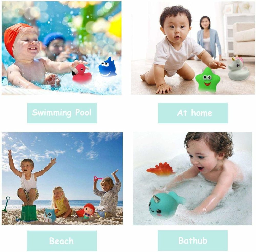 Bath Toys (8 Packs Rubber Animals Toys) Light Up Floating Rubber Toys Flashing Color Changing Light In Water Bathtub Shower Games Toys For Baby Kids Toddler Child  |  Bath Toys All Toys Bath Toys