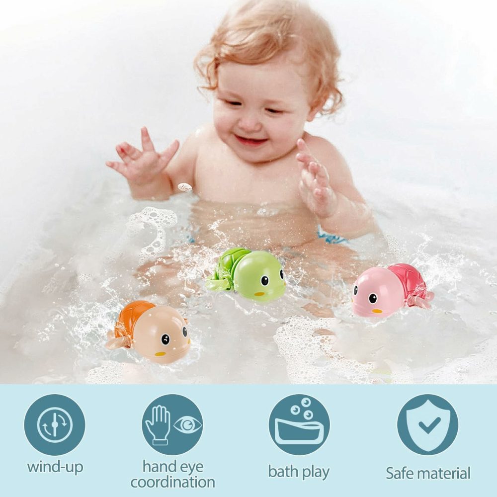 Bath Toys – Baby Water Toys For Toddlers 1-3 – Kids Pool Floating Toys For 1 Year Old Girl Boy Gifts – Wind Up Swimming Turtle Infant Bathtub Toys 2-4  2024 Upgraded  |  Bath Toys All Toys Bath Toys