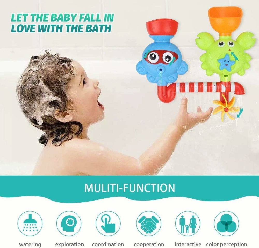 Bath Toys Bathtub Toys For 1 2 3 4 Year Old Kids Toddlers Bath Wall Toy Waterfall Fill Spin And Flow Non Toxic Birthday Gift Ideas Color Box (Multicolor)  |  Bath Toys All Toys Bath Toys