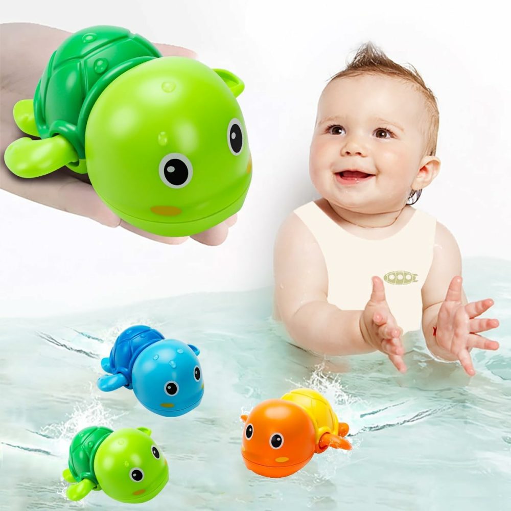 Bath Toys  Cute Swimming Turtle Baby Bath Toys For Toddler 1-3  Water Pool Floating Wind Up Toys For 1 Year Old Boy Girl Gifts  Infant Toddlers Kids Bathtub Toys  3 Pack  |  Bath Toys All Toys Bath Toys